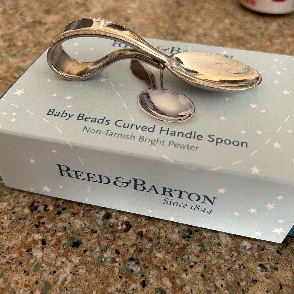 Reed & Barton Baby Beads Curved Handle Spoon